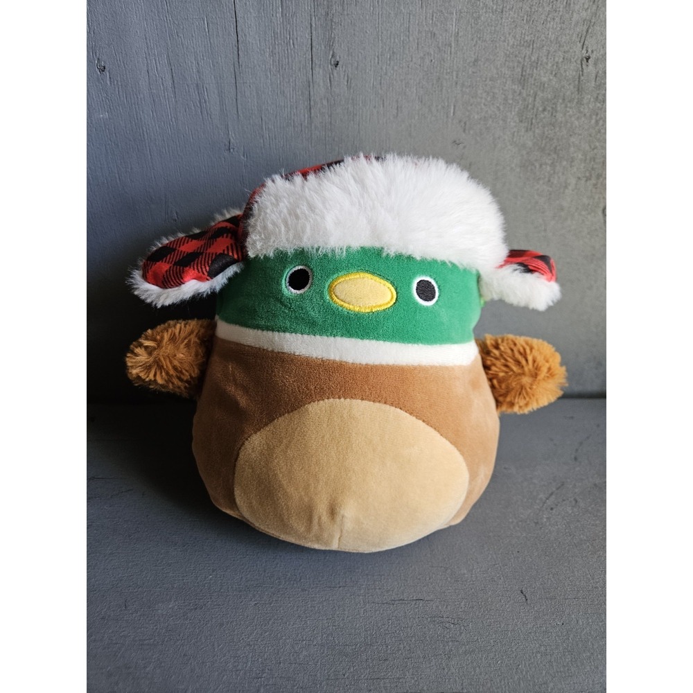 Squishmallows 8" AVERY the Green Duck Hat Mallard Buffalo Check Hat